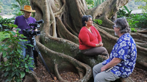David Grubin filming an interview with Kau'i Sai-Dudoit and Bob Holman
